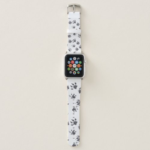 Paw Footprints Dog Monochrome Seamless Apple Watch Band