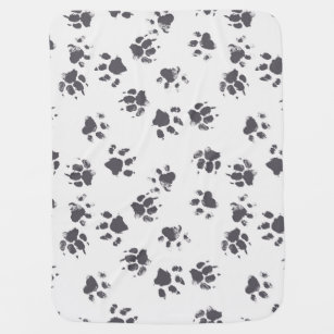 Paw Footprints: Dog Monochrome Seamless. Baby Blanket