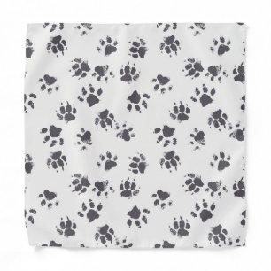 Paw Footprints: Dog Monochrome Seamless. Bandana