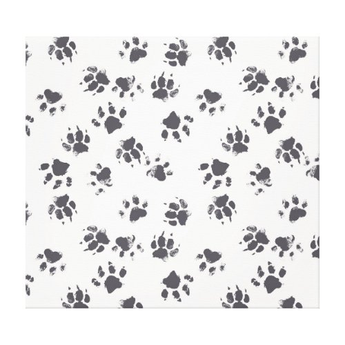Paw Footprints Dog Monochrome Seamless Canvas Print