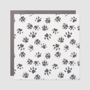 Paw Footprints: Dog Monochrome Seamless. Car Magnet