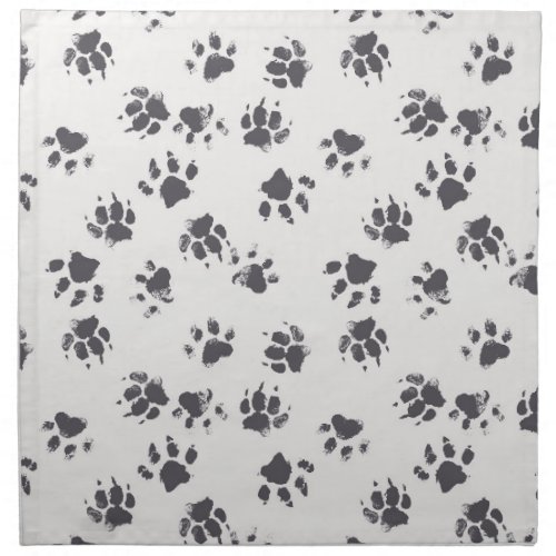 Paw Footprints Dog Monochrome Seamless Cloth Napkin