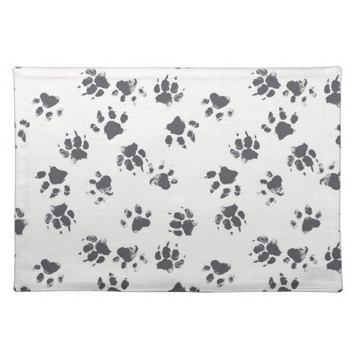 Paw Footprints Dog Monochrome Seamless Cloth Placemat