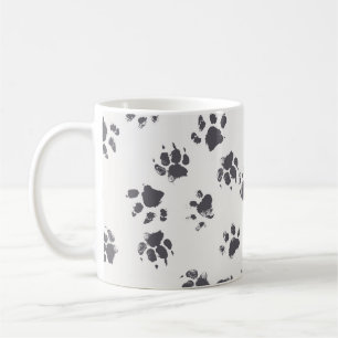 Paw Footprints: Dog Monochrome Seamless. Coffee Mug