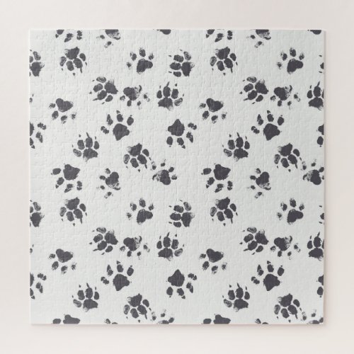 Paw Footprints Dog Monochrome Seamless Jigsaw Puzzle