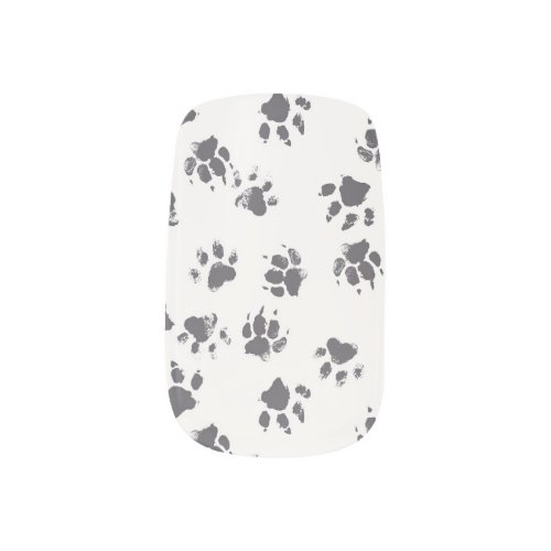 Paw Footprints Dog Monochrome Seamless Minx Nail Art