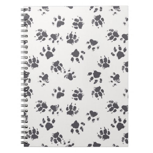 Paw Footprints Dog Monochrome Seamless Notebook