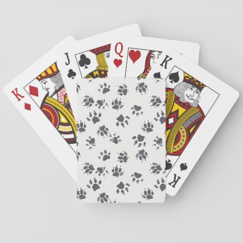 Paw Footprints Dog Monochrome Seamless Playing Cards