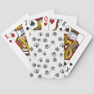 Paw Footprints: Dog Monochrome Seamless. Poker Cards