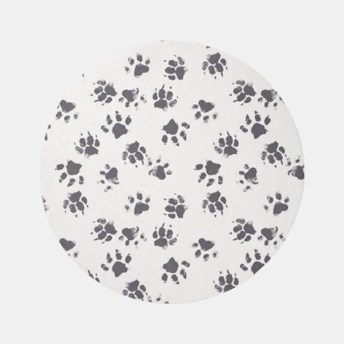 Paw Footprints Dog Monochrome Seamless Rug