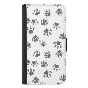 Paw Footprints: Dog Monochrome Seamless. Samsung Galaxy S5 Wallet Case