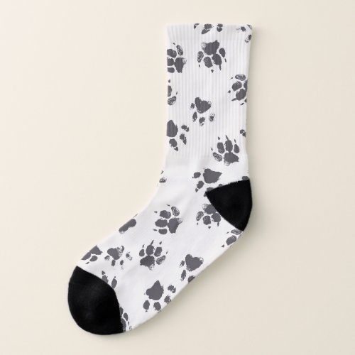 Paw Footprints Dog Monochrome Seamless Socks
