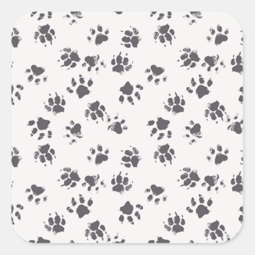 Paw Footprints Dog Monochrome Seamless Square Sticker