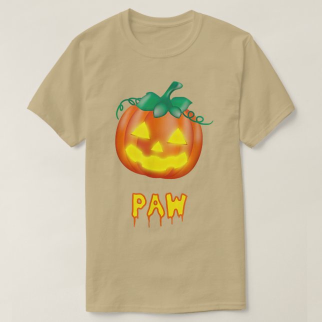 Paw Funny Halloween Family JackOLantern Pumpkin  T-Shirt (Design Front)