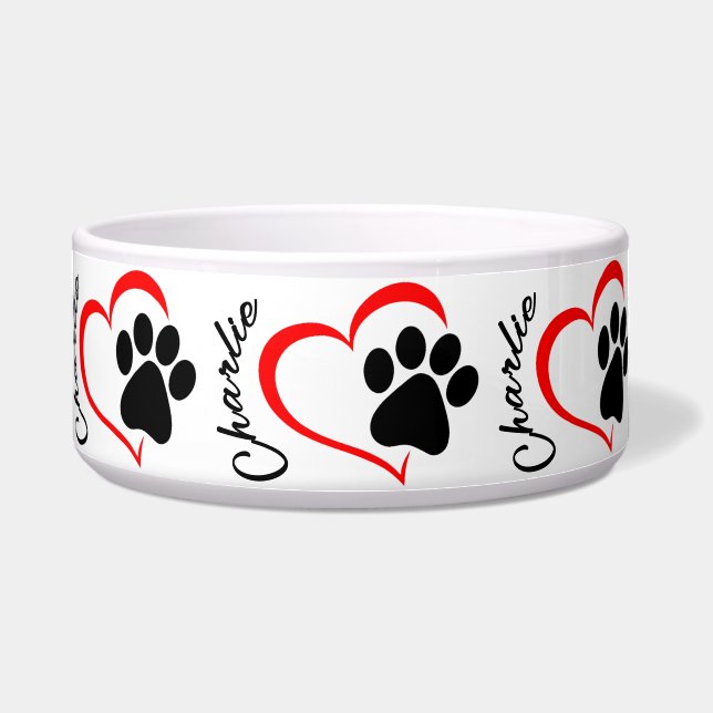 Paw Heart Dog Bowl (Front)