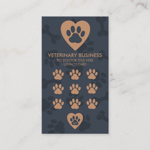 Paw Heart Pet Veterinarian Loyalty Card