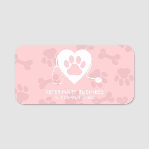 Paw Heart Stethoscope Pet Doctor Veterinary Name Tag