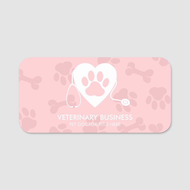 Paw Heart Stethoscope Pet Doctor Veterinary Name Tag