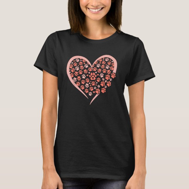 Paw Heart Top Dog Motif  Retro Vintage Love (Front)