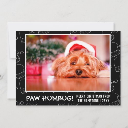Paw Humbug Pet Photo Black Holiday Card