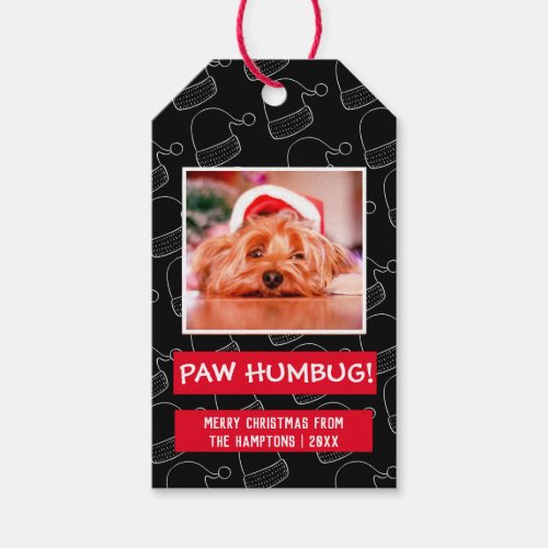 Paw Humbug Pet Photo Red and Black Christmas Gift Tags