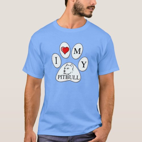 PAW _ I heart my Pit Bull _ Love Dogs T_Shirt