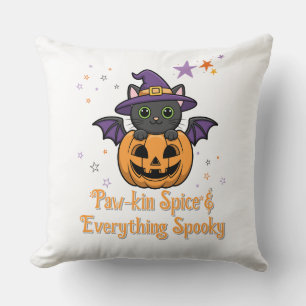 Paw-kin Spice & Everything Spooky   Halloween Throw Pillow