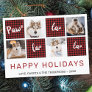 Paw La La La Red Buffalo Plaid Pet Photo Collage   Holiday Card
