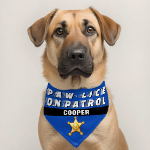 Paw-lice on Patrol Blue Name Pet Bandana Collar