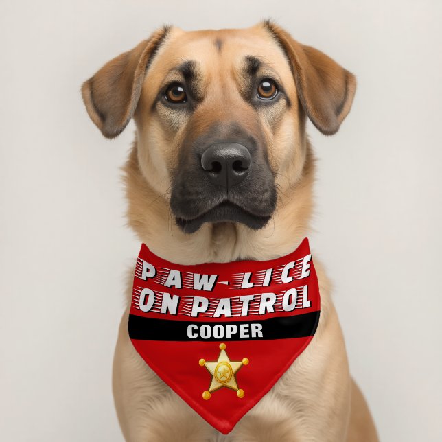 Paw-lice on Patrol Red Name Pet Bandana Collar (Dog 2)