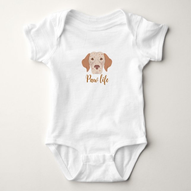 Paw life & dog white baby bodysuit. bodysuit (Front)