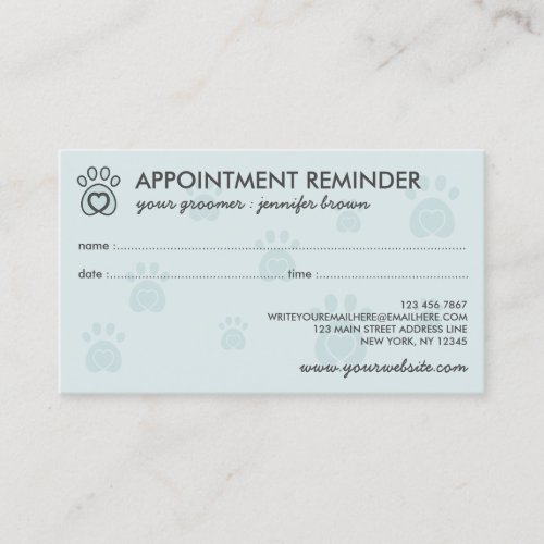 Paw Logo Elegant Pet Appointment Business Card