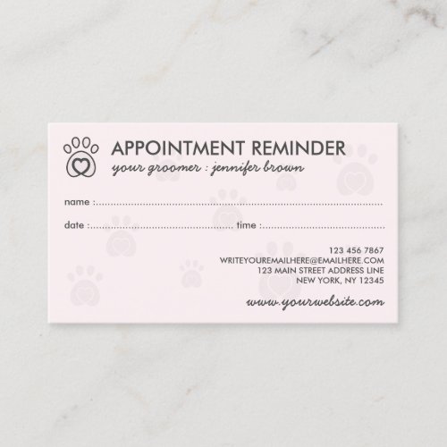 Paw Logo Pet Appointment Business Card