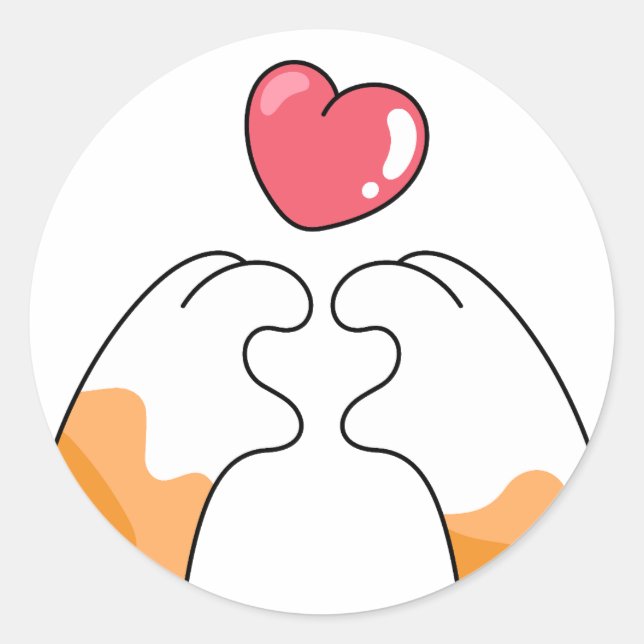 Paw Love: Cute Cat Paws Illustration Classic Round Sticker (Front)
