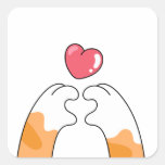 Paw Love: Cute Cat Paws Illustration Square Sticker