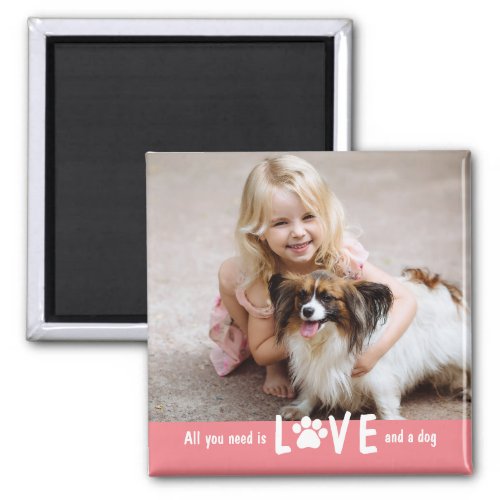 Paw Love Editable Color Photo Magnet