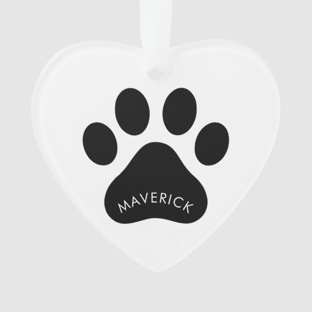 Paw Mark With Name Heart Shape Ornament Gift (Front)