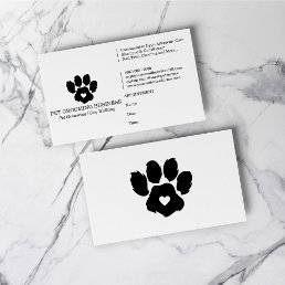 Paw Minimalist Pet Branding Appointment Reminder Business Card