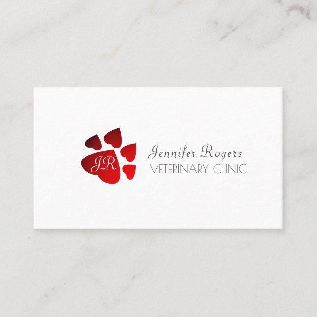 Paw of hearts pet love cover business card (Front)