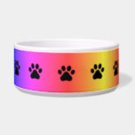 Paw Pads Pet Bowl<br><div class="desc">paw pads on rainbow design</div>