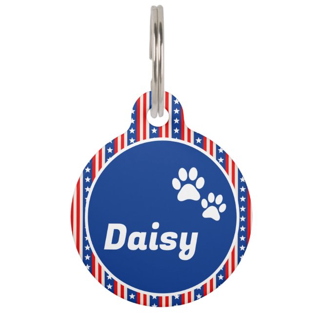 🇺🇸 Paw Patriotic USA Flag Pet ID Tag (Front)