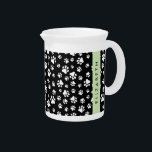 Paw Pattern, Dog Paws, Black and White, Your Name Beverage Pitcher<br><div class="desc">Cute,  fun and adorable pattern with white paws on black background. Modern and trendy gift,  perfect for the dog lover in your life. Personalize by adding your name,  nickname,  monogram or initials.</div>