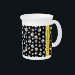 Paw Pattern, Dog Paws, Black and White, Your Name Beverage Pitcher<br><div class="desc">Cute,  fun and adorable pattern with white paws on black background. Modern and trendy gift,  perfect for the dog lover in your life. Personalize by adding your name,  nickname,  monogram or initials.</div>