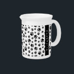 Paw Pattern, Dog Paws, Black and White, Your Name Beverage Pitcher<br><div class="desc">Cute,  fun and adorable pattern with black paws on white background. Modern and trendy gift,  perfect for the dog lover in your life. Personalize by adding your name,  nickname,  monogram or initials.</div>