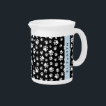 Paw Pattern, Dog Paws, Black and White, Your Name Beverage Pitcher<br><div class="desc">Cute,  fun and adorable pattern with white paws on black background. Modern and trendy gift,  perfect for the dog lover in your life. Personalize by adding your name,  nickname,  monogram or initials.</div>