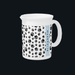 Paw Pattern, Dog Paws, Black and White, Your Name Beverage Pitcher<br><div class="desc">Cute,  fun and adorable pattern with black paws on white background. Modern and trendy gift,  perfect for the dog lover in your life. Personalize by adding your name,  nickname,  monogram or initials.</div>