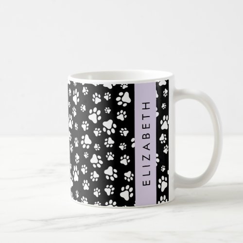 Paw Pattern Dog Paws Black and White Your Name Coffee Mug