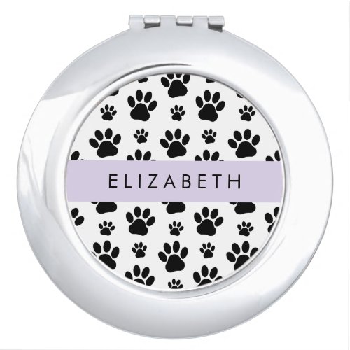 Paw Pattern Dog Paws Black and White Your Name Compact Mirror