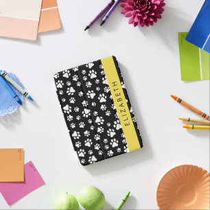 Paw Pattern, Dog Paws, Black and White, Your Name iPad Mini Cover