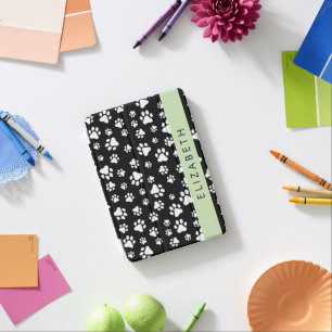 Paw Pattern, Dog Paws, Black and White, Your Name iPad Mini Cover